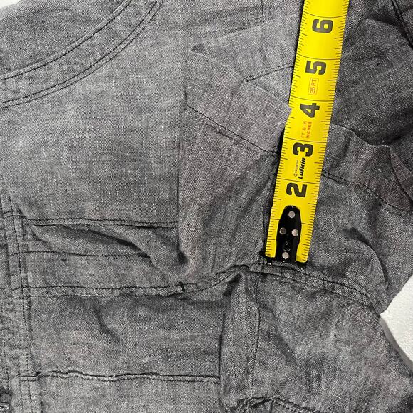 Athleta 100% Linen Mid Rise Flint Shorts Women's Size 8 Drawstring Gray 730262 - Picture 8 of 8